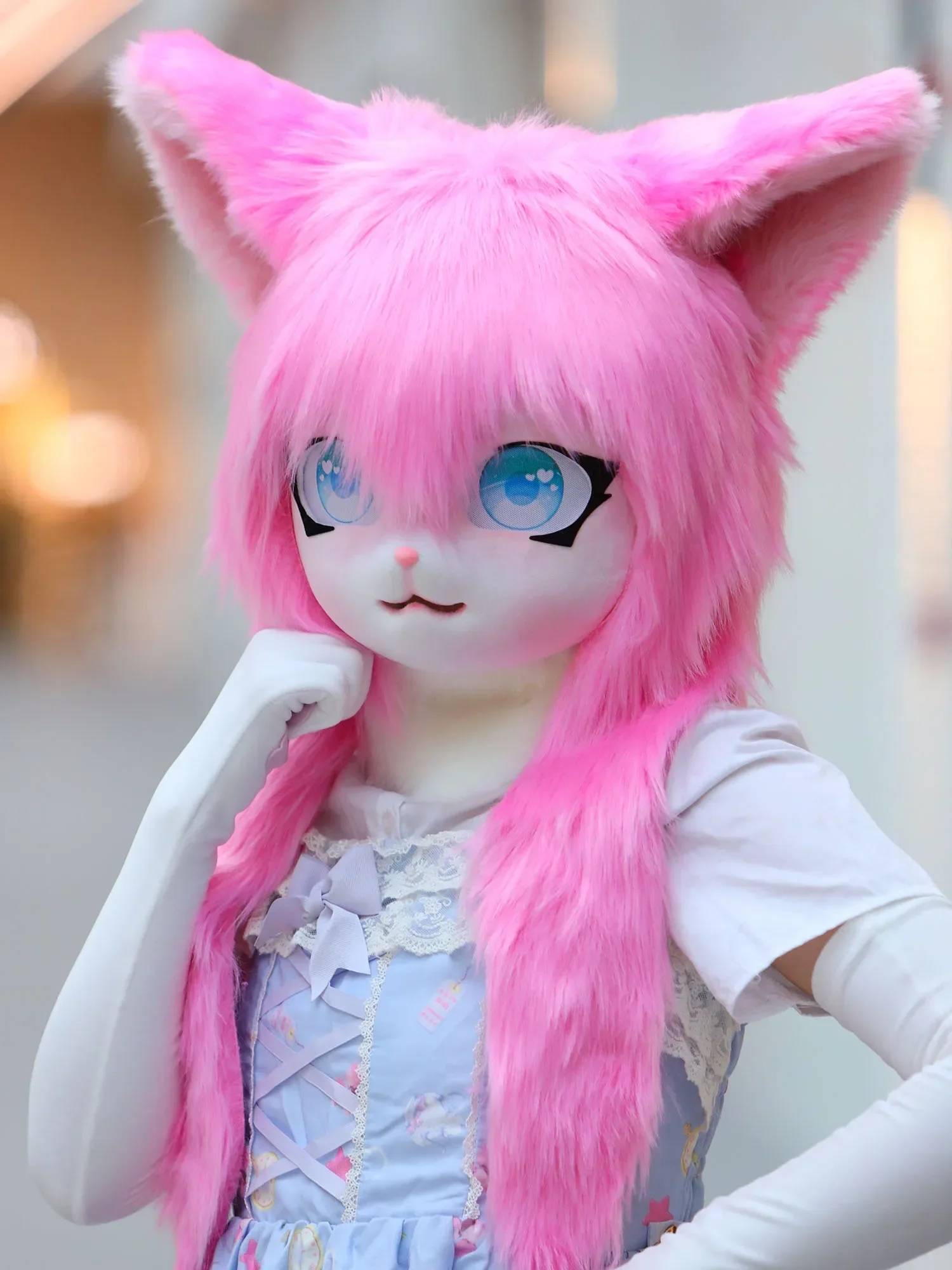 Пушистая маска на голову для косплея аниме с длинными волосами