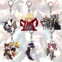 overlord anime key chain women ainz ooal gown albedo keychain man acrylic pendant cute bag accesorios ornament kawaii key holder