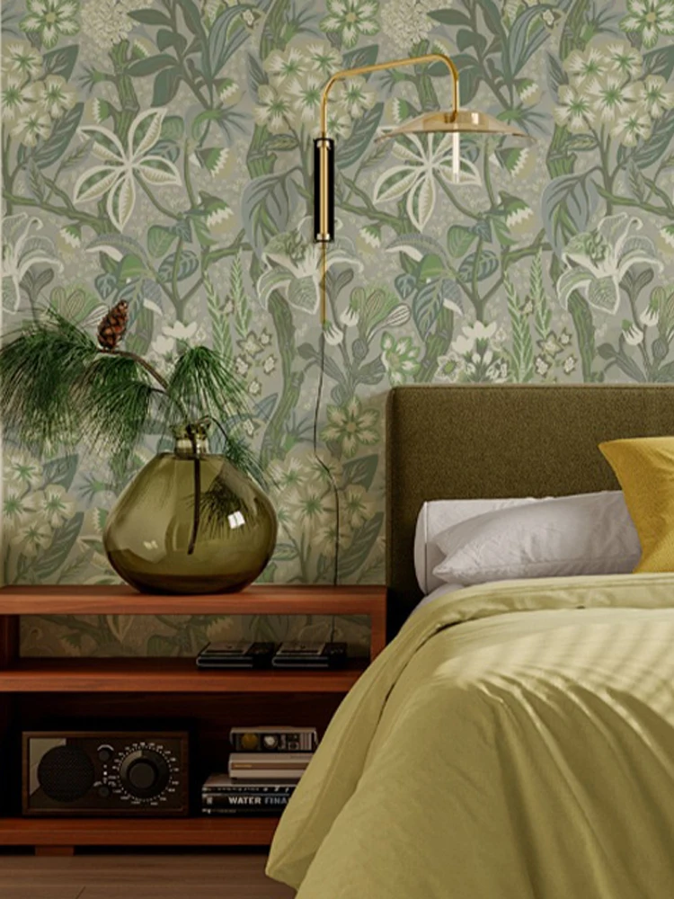 Ретро обои для ТВ-фона зеленая трава посадка цветов плотные наклейки натуральные