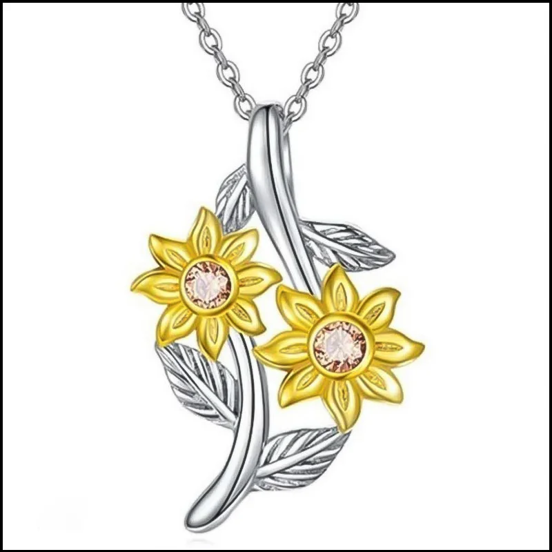 

Necklace Lover Jewelry Exudes A Charming Temperament Rose Valley Sunflower Pendant Not Susceptible To Allergies Not Easy To Fade