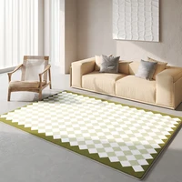 Checkerboard style carpet living room new family bedroom room bedside carpet green lattice carpet area rug for living room