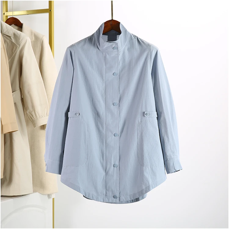 Dongyangjia [Text Series] 2022 New Autumn Fashionable Simple Stand Collar Casual Loose Trench Coat 038