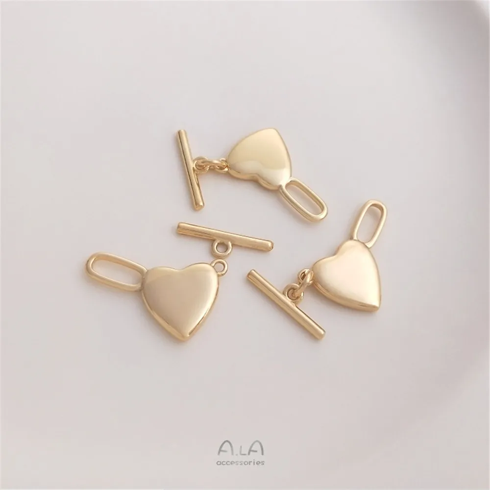 

14K Gold Filled Plated Peach heart OT buckle heart shape buckle DIY pearl bracelet necklace accessories