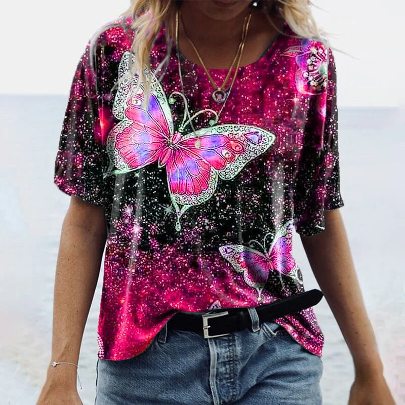 

Clothes For Women 3d Butterfly T-shirts For Women Kawaii Clothes Blusas Mujer De Moda 2022 Verano Oversized Short Sleeve Tops