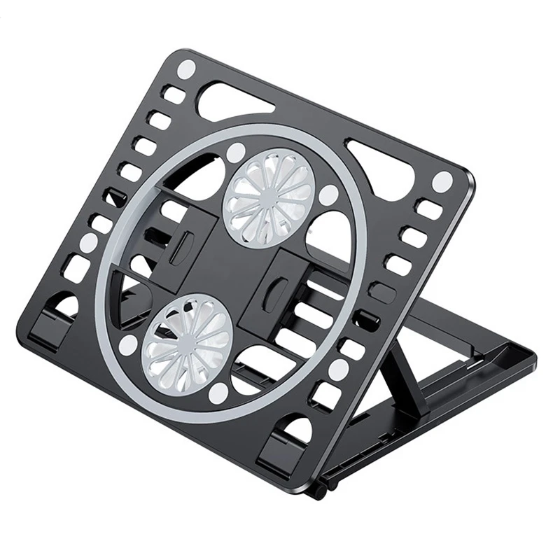 

Laptop Stand, Portable Liftable Folding Dual Fan Cooling Stand for Macbook, iPad(Black)