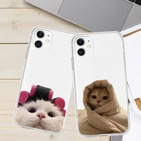 gykz funny cat pet dog transparent phone case for iphone 11 12 13 pro max se2022 xr x xs 7 8 6plus soft silicone back cover
