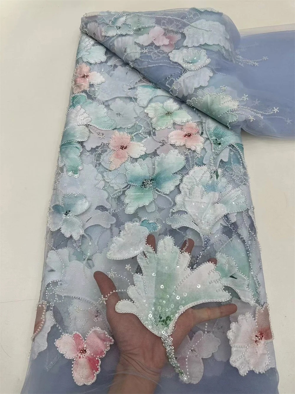 Африканская кружевная ткань с цветочной вышивкой высококачественная 2024 5 ярдов