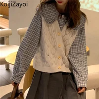 koijizayoi vintage plaid women spring blouse casual loose lady chic shirt 2022 preppy style outwear blusas japan style blouses