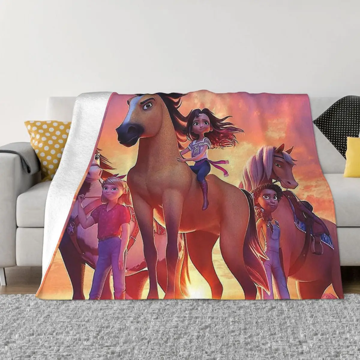 

Cartoon Anime Spirit Untamed 2022 Portable Warm Throw Blankets for Bedding Travel