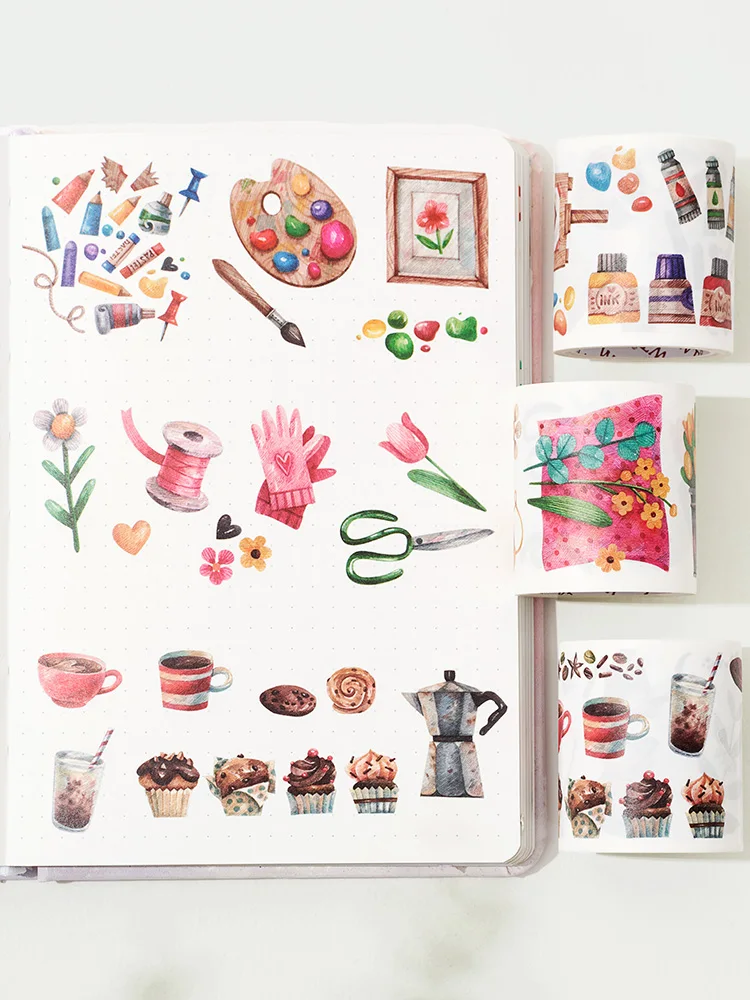 Art of Life Cute Flower Elements Fun Versatile and Paper Tape Tearable Small Objects Ins Style Decorative Sticker