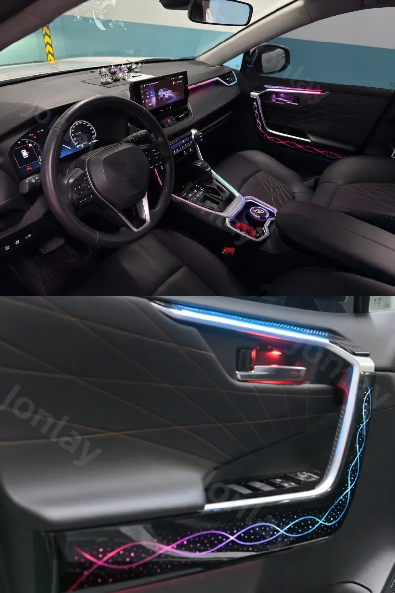 Фото Светодиодная атмосферная подсветка Jonlay для салона автомобиля (для лево- и праворульных RAV4 2019-2025) – аксессуары для декоративного освещения и создания настроения, лампы-подсветка №2