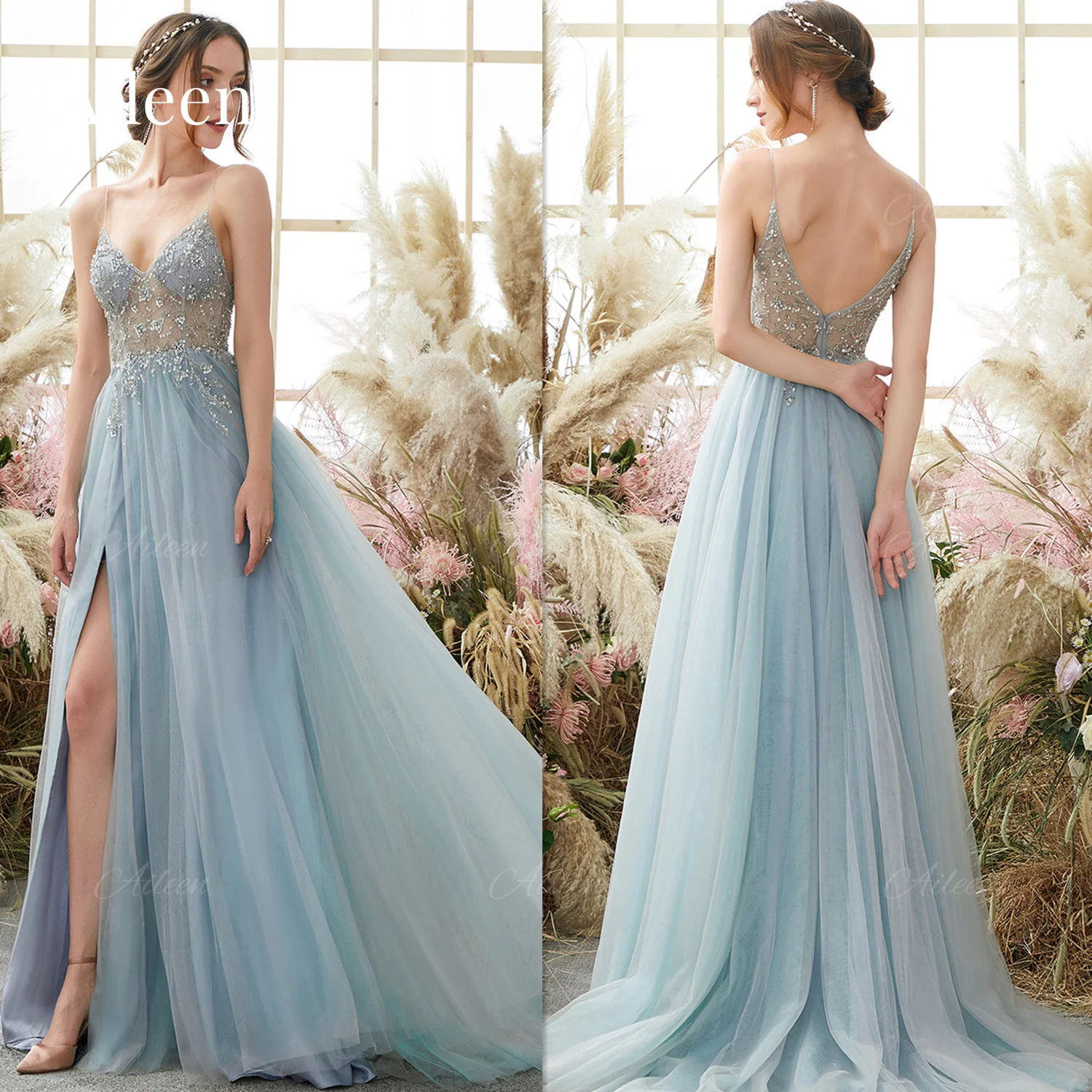 

Blue Women Evening Dress Aileen A-line Party Dresses Prom Dresses 2023 Formal Long Luxury Suitable Request Occasion Elegant New