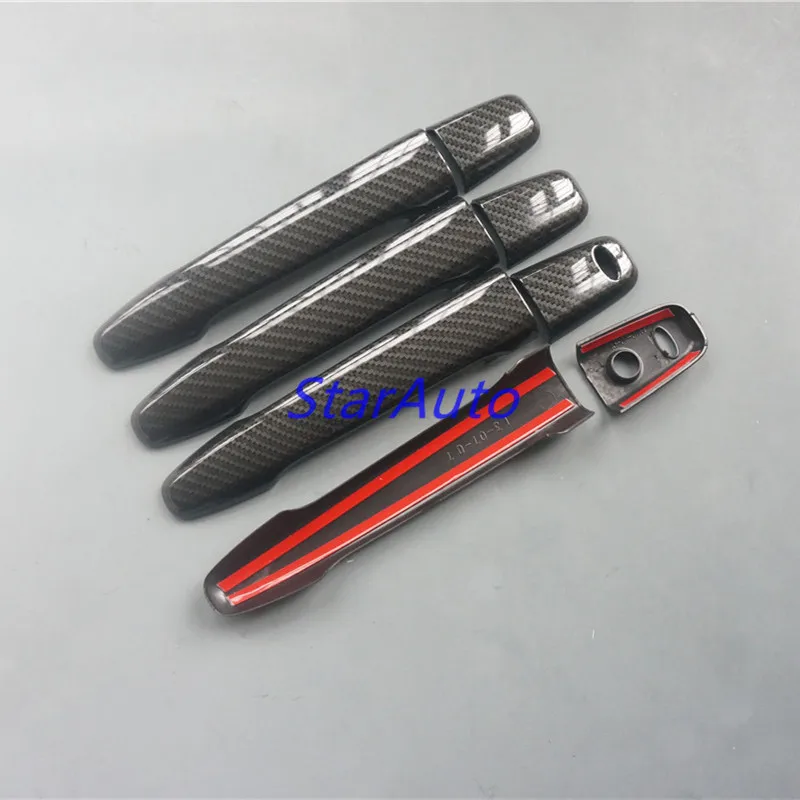 Новая хромированная глянцевая черная накладка на дверную ручку из углеродного