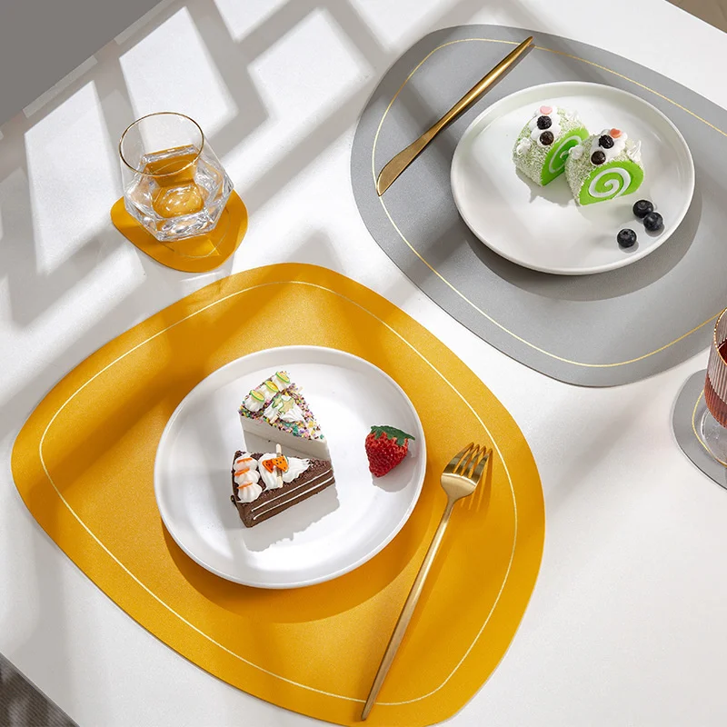 

Placemat Table Mat Tableware Pad PU Leather Waterproof Heat Insulation Non-Slip Placemat Bowl Coaster Kitchen Nordic Home Decor