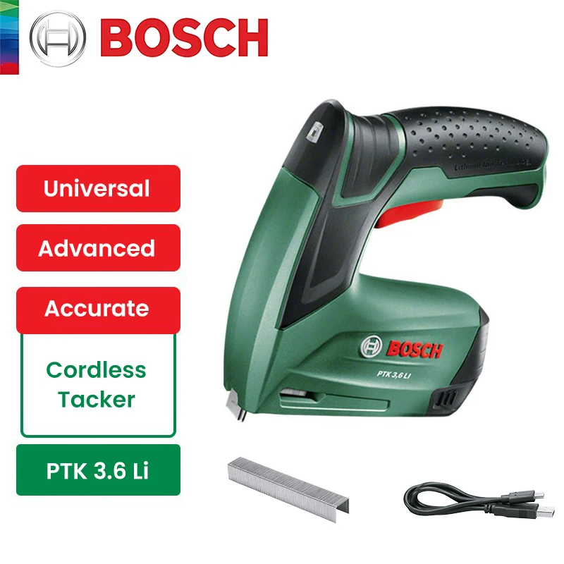Фото Беспроводной гвоздезабиватель Bosch PTK 3.6 Li для мелких гвоздей, мебельный степлер для каркасов, столярных работ, DIY и обивки. №1