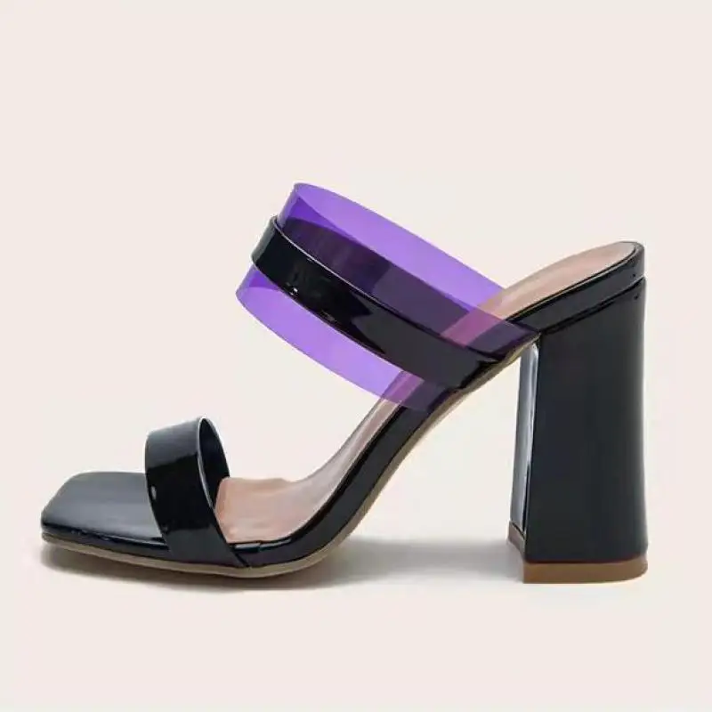 Women's Shoes 2022 New Fashion Sexy Purple High Heels Soft Sole Comfortable Thick Heel Sandals Large Shoes TGHDOF