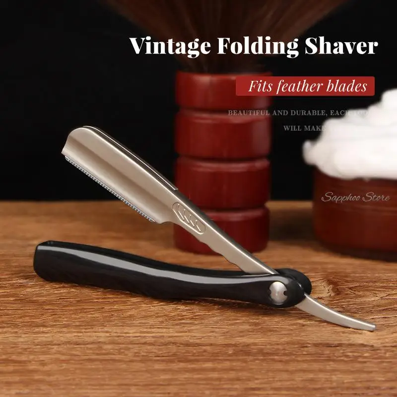 Men'S Manual Shaving Straight Razor For Feather Blade ABS Ha