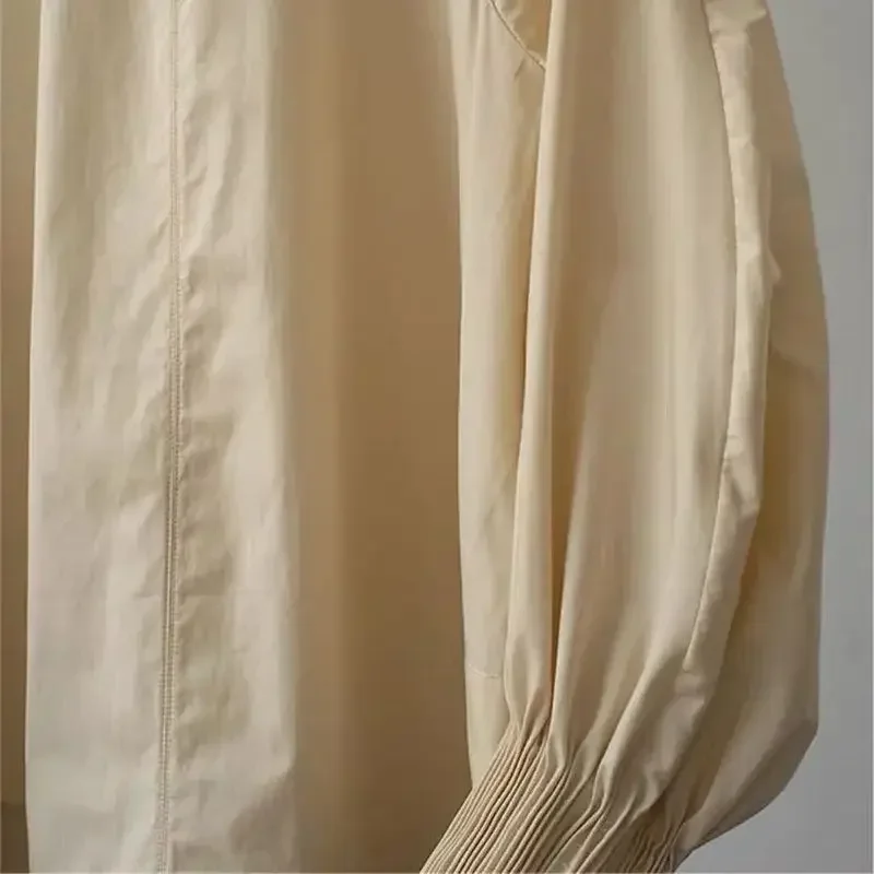 2025 новый дизайн плиссированная блузка женская весенне-осенняя базовая свободная
