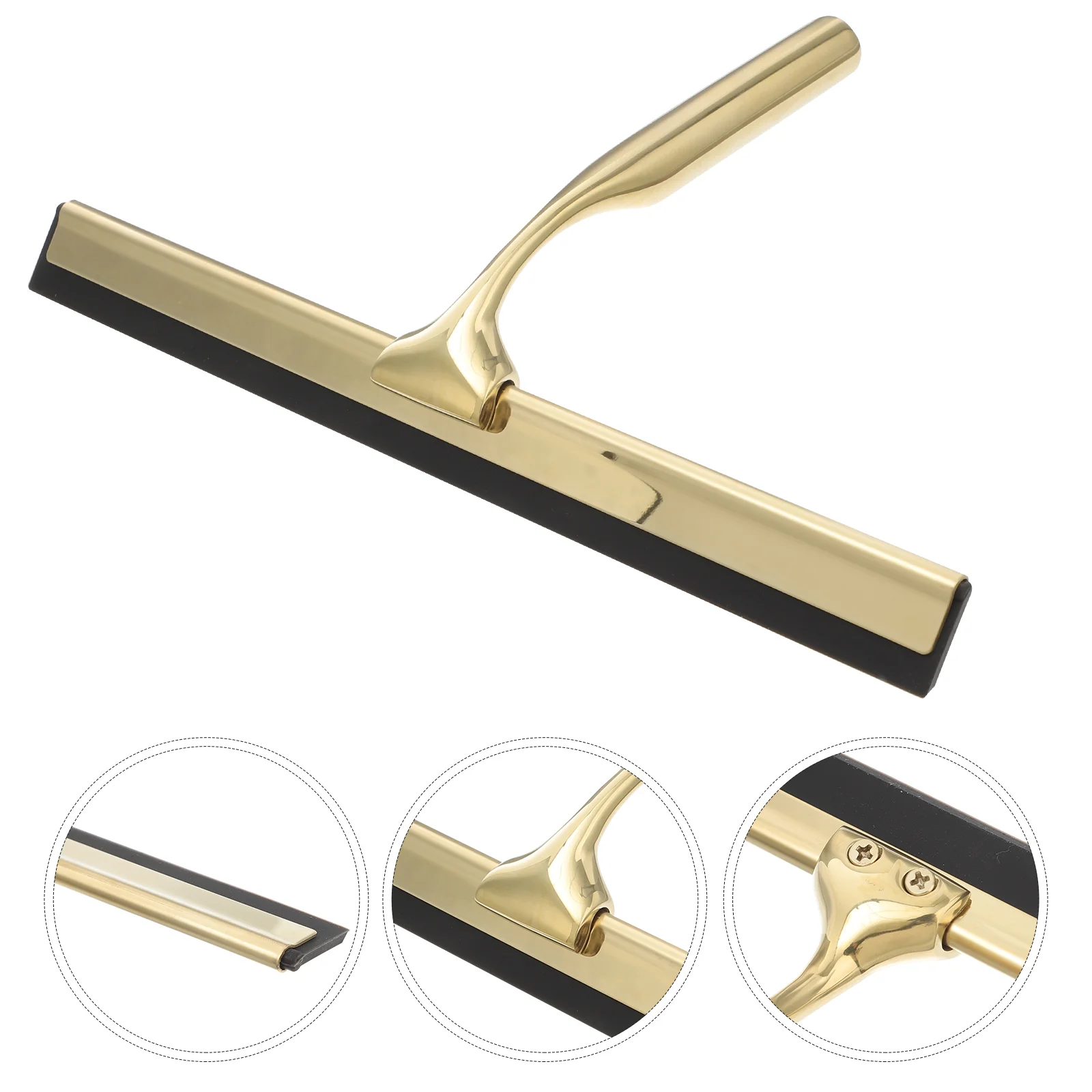 Shower Squeegee Deluxe 304 Stainless Steel Wiper Scraper for Bathroom Glass Door Mirror Windows Tiles (Golden)