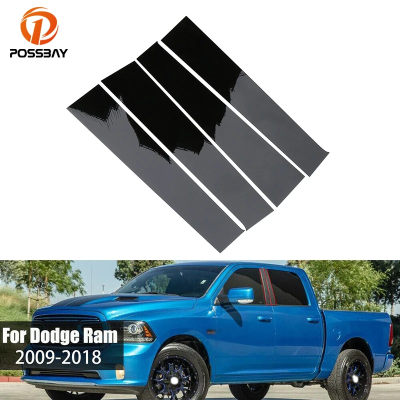 

4 шт., автомобильные наклейки на оконные стойки Dodge Ram Crew/Quad/Extended 2009-2018