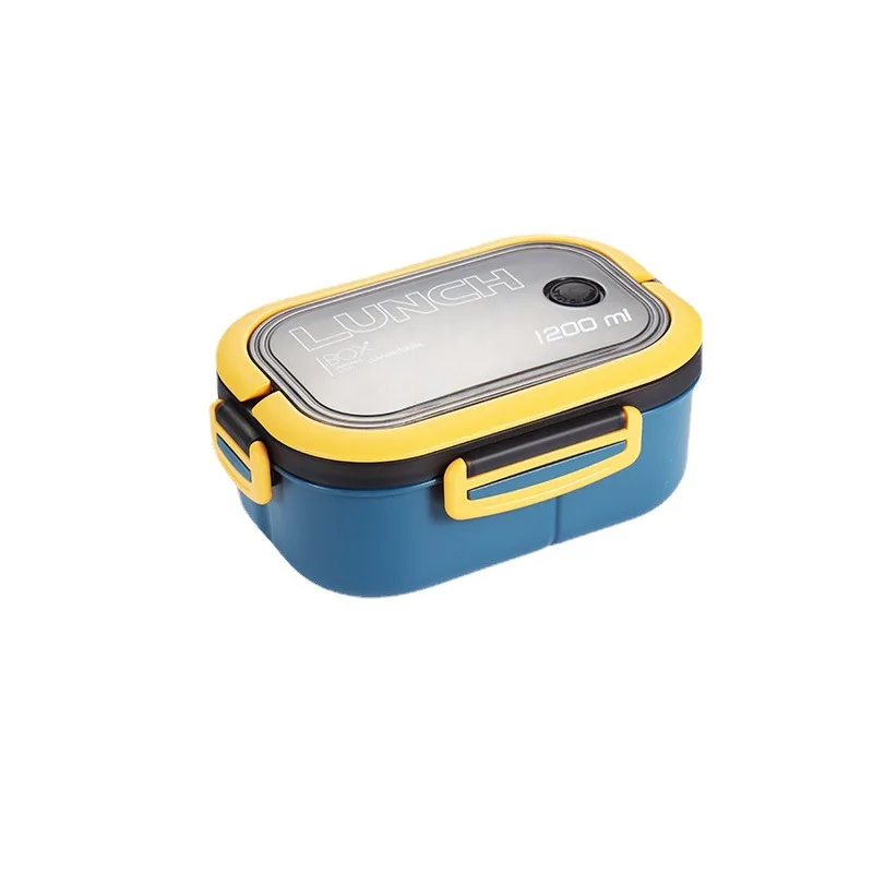 

Double-layer Grid Design Double-layer Compartment Lunch Box High Temperature Resistance Portable Large Capacity Lunch Box
