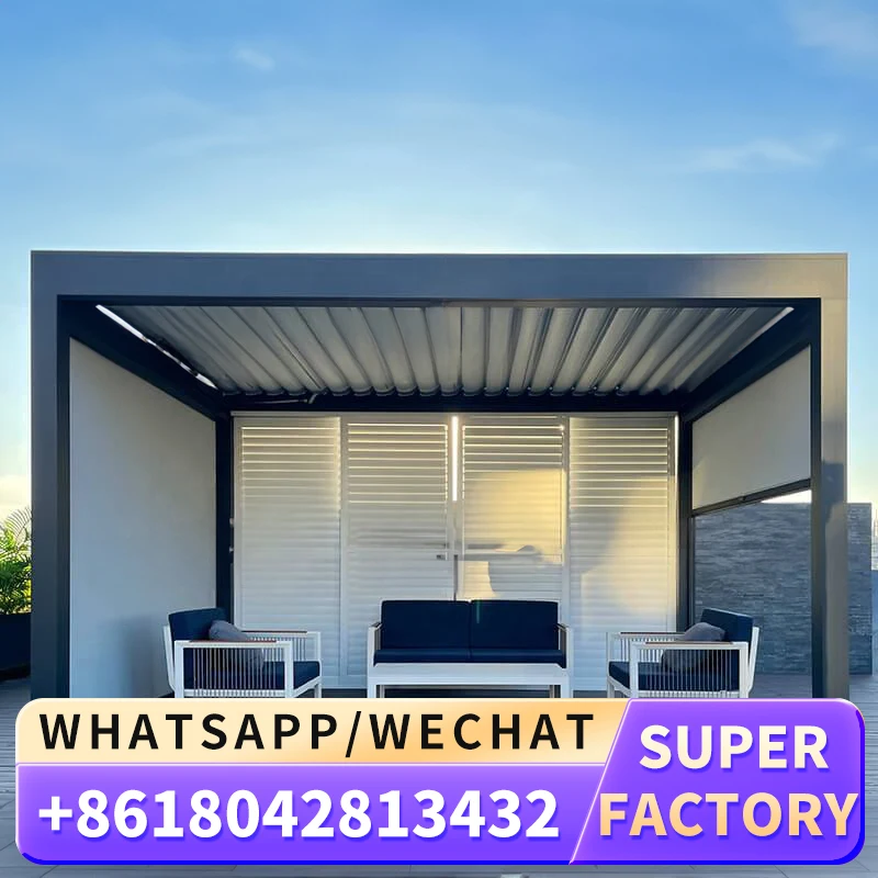 Алюминиевая беседка Gumei Китай наружная со стеклянными раздвижными дверями и