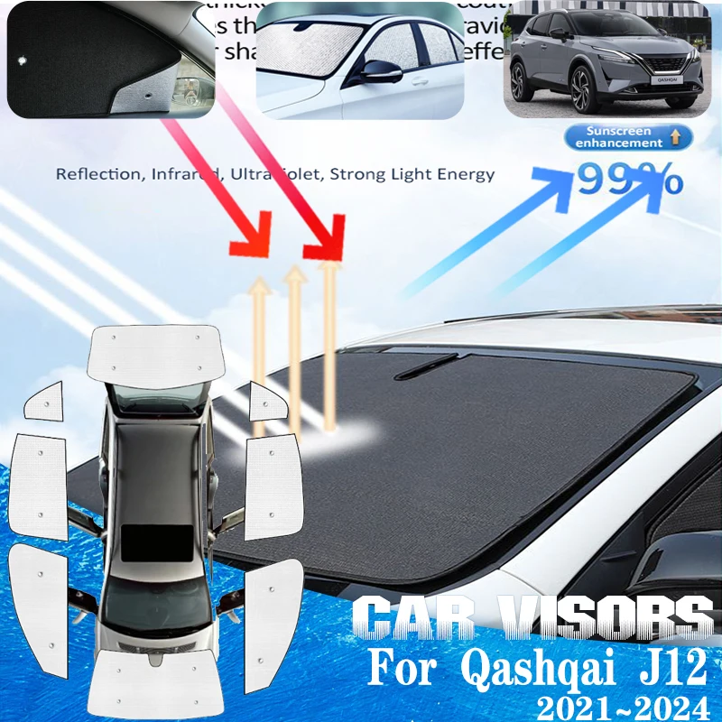 Для Nissan Qashqai J12 MK3 2021 2022 2023 2024 автомобильный солнцезащитный козырек солнцезащитные
