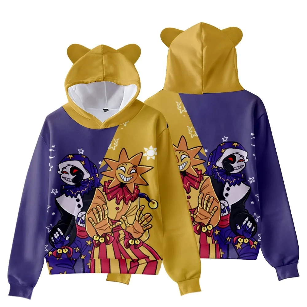 2022 New FNAF Sundrop&Moondrop Pullover Kids Hoodie Sweatshirts Cat Ears Cartoon Sweatshirt Teens Boys Girls Cosplay 