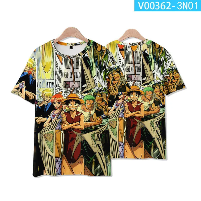 

One Piece Riman Luffy Sauron Ace Anime T-shirt Short Sleeve 3D Digital Printing Anime Peripheral Summer Top Loose Short Sleeve