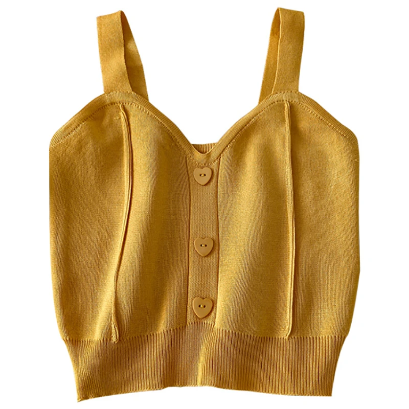 

ITOOLIN 2022 летний кроп-топ на бретелях, женские простые майки без рукавов для девушек, женские милые топы на пуговицах, вязаные однотонные