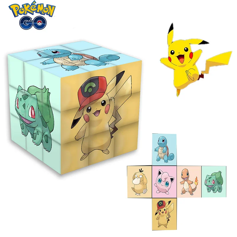 Cartoon Pokemon Charmander Squirtle Children's Creative Third Order Rubik's Cube Pikachu Fun Intelligence Toy Rubik's Cube Gift