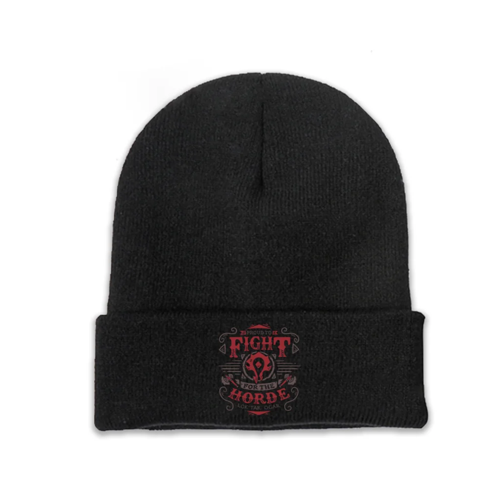 

Fight for the Horde Skullies Beanie World of Warcraft Knitted Bonnet Teens Warm Caps Camping Kawaii Brimless Elastic Hats