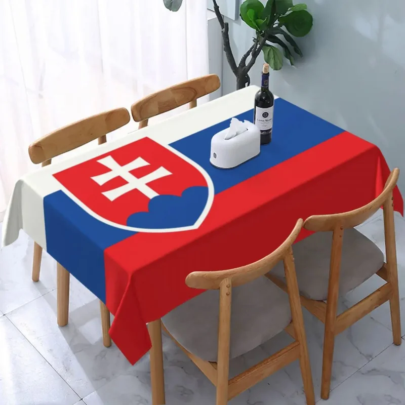 

Прямоугольная Водонепроницаемая скатерть с флагом Словакии, эластичная обтягивающая скатерть для стола, скатерть с закругленными краями для обеда