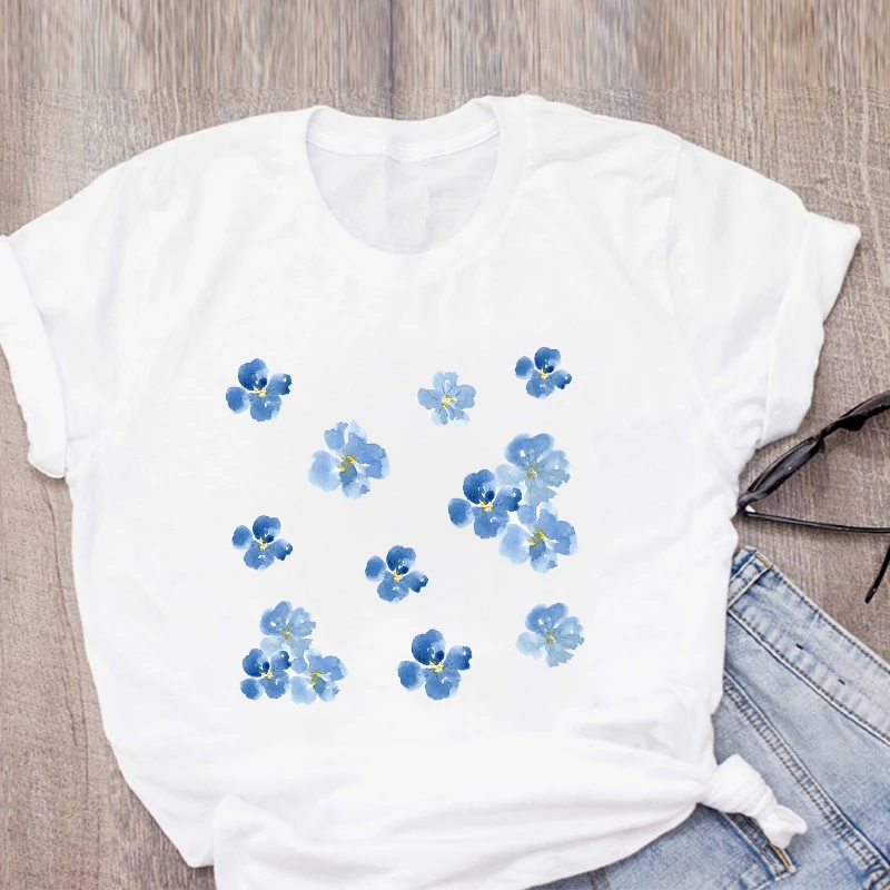 

Women Graphic Flower Tumblr Floral Fashion Print Summer T-Shirt Shirt Tops Lady Vacation Womens Clothing Tee Wear T Shirt