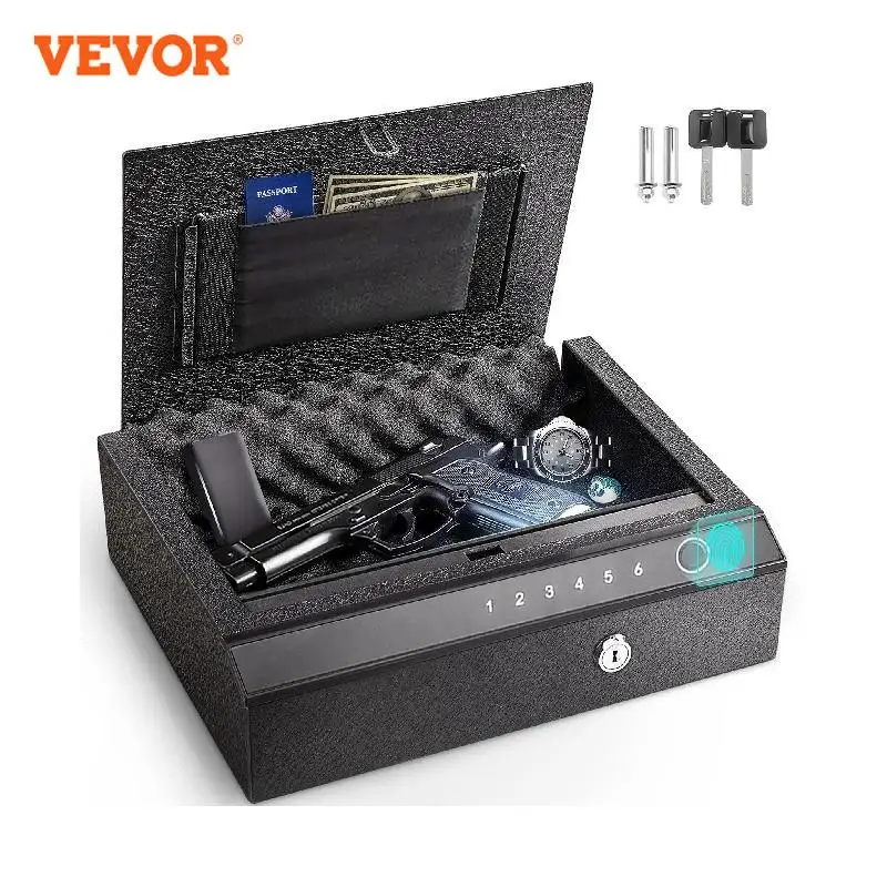 

VEVOR Gun Safe Q235 Steel Pistol Safe 3-Way Quick Access Firearm Case 4L Gun Box Advanced Biometric Technology Travel Gun Safe