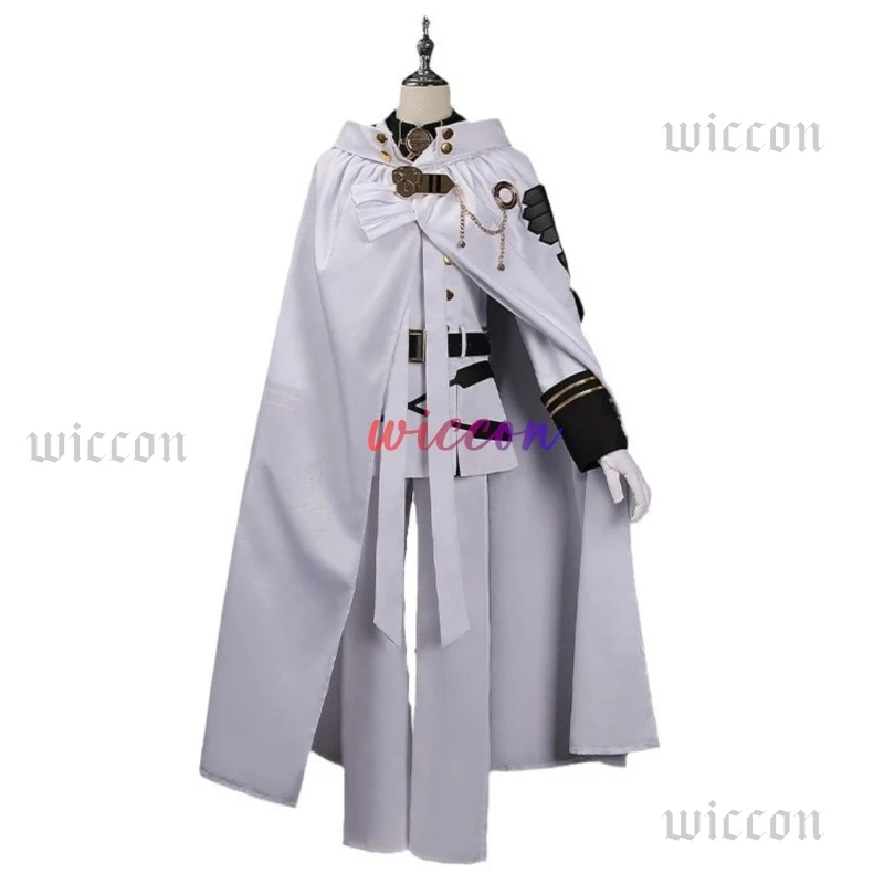 Микаэла Хякуя Косплей Костюм Аниме Серафим Конца Хэллоуин Белый Плащ Тренч Брюки