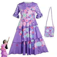 2022 cosplay belle princess dress girls dresses for beauty and the beast kids party clothing magic stick crown children costume