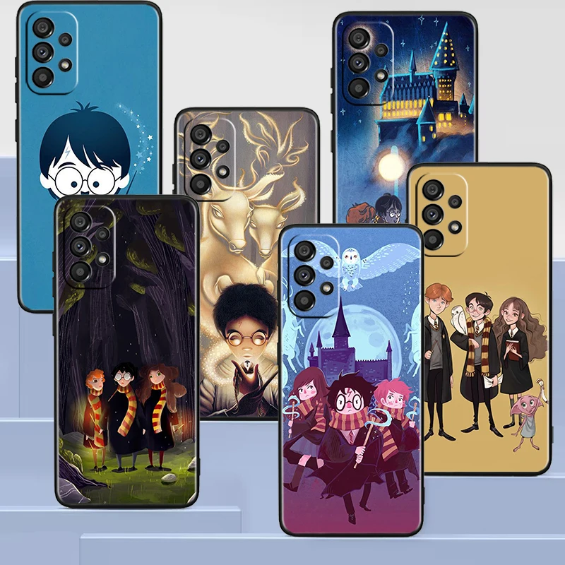 

Potters Magic Art Cute Boy Wand Black Phone Case For Samsung A73 A72 A71 A53 A52 A51 A42 A33 A32 A23 A22 A21S A13 A03 5G Cover