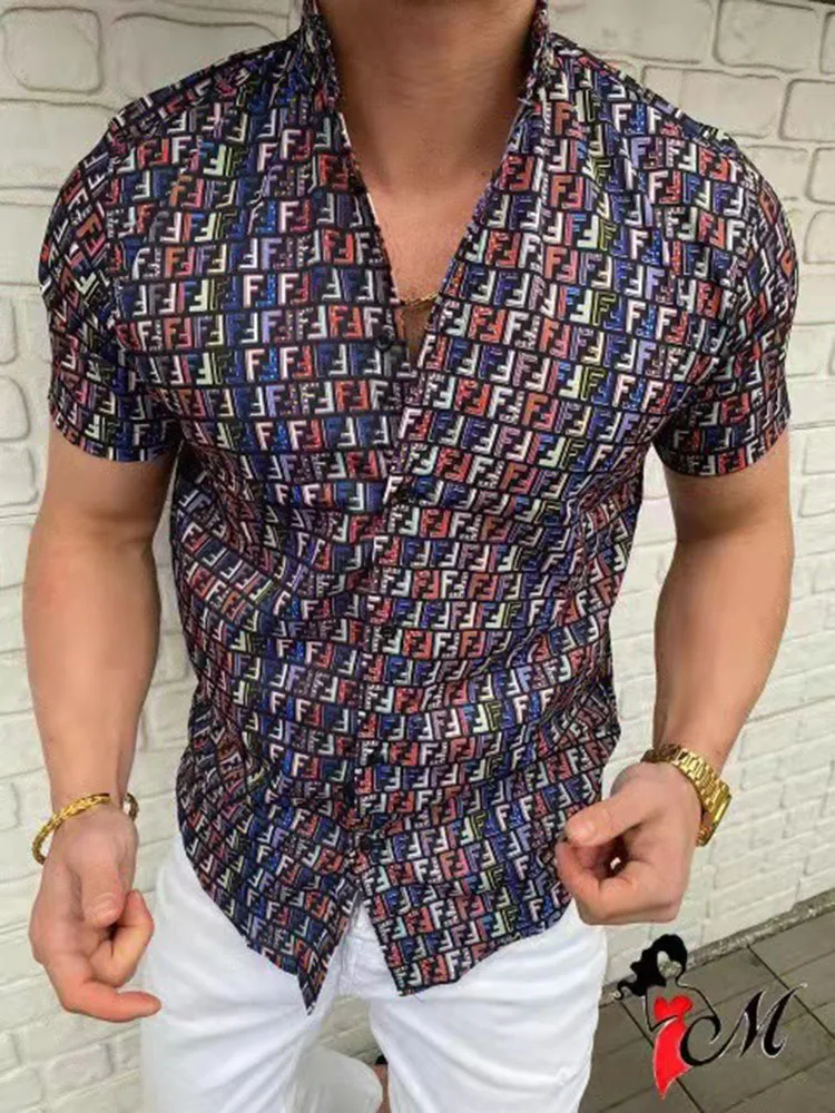 

2022 Summer New Hawaiian Fashion Men's Casual Short Sleeve Shirts European Size