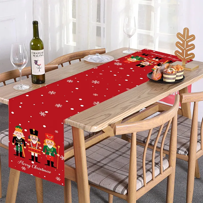 

Table Runner Polyester “Merry Christmas”Table Runner Christmas Table Decoration 35cm*180cm Christmas Nutcracker Soldier Pattern