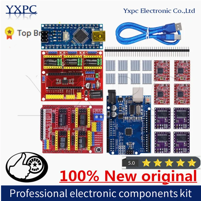 ЧПУ щит v3 V4 гравировальный станок 3D принтер + A4988 Плата расширения драйвера NANO 3 0/UNO