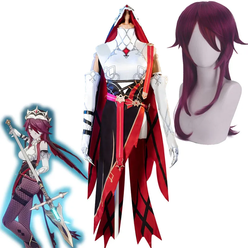 

Костюм для косплея Genshin Impact Rosaria, Женская игра как монахиня, полный комплект аксессуаров для одежды, парик Rosaria, головной убор