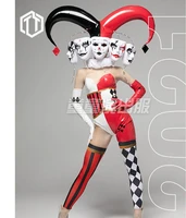 Sexy Customized Make Black Red CLOWN Big horns clown costume Nightclub bar sexy women gogo dance outfit
