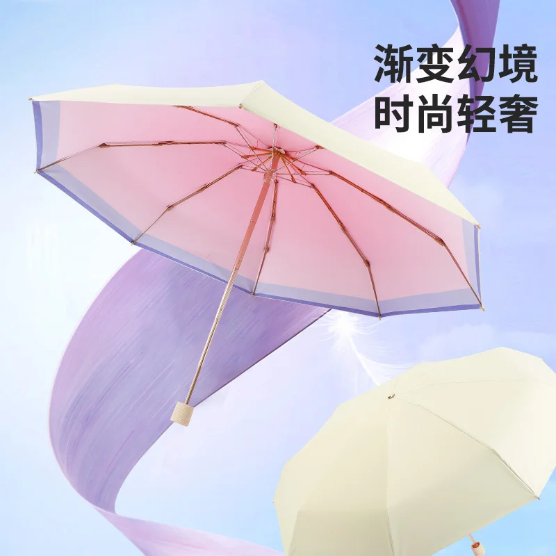 

8 Bone Color Glue Umbrella Sunshine and Rain Dual Purpose UV Protection Umbrella