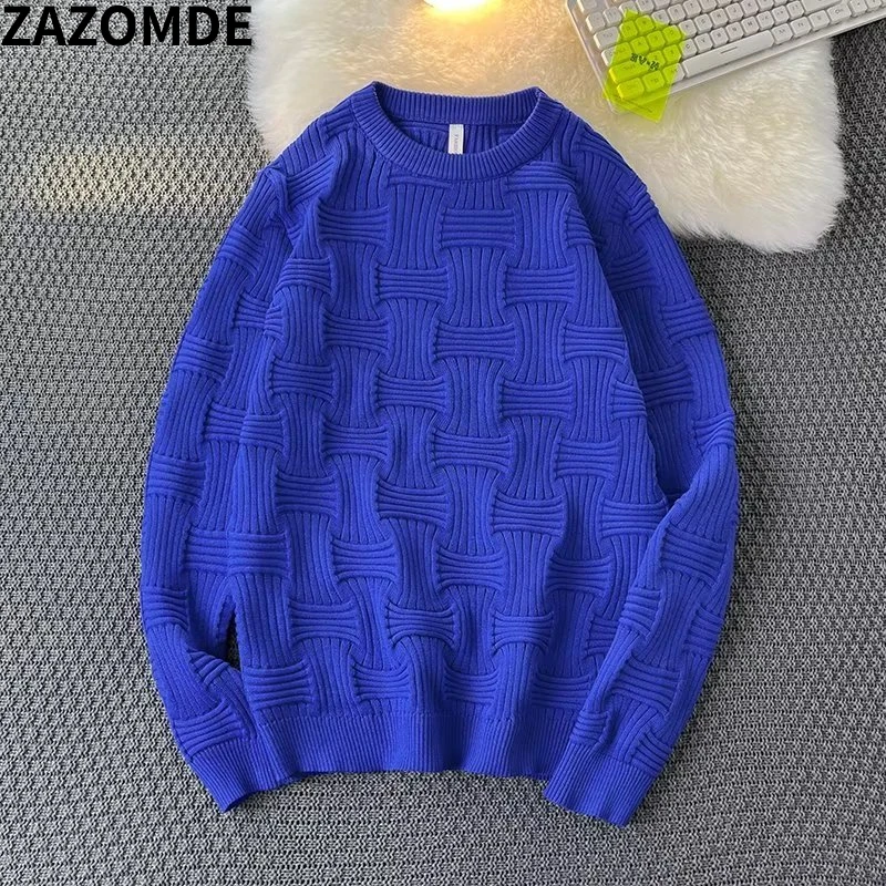 2022 Men's Knitted Pullover Casual Slim Fit Warm Sweater Autumn Winter Long Sleeve Round Neck Knitwear Tops Pullover Homme