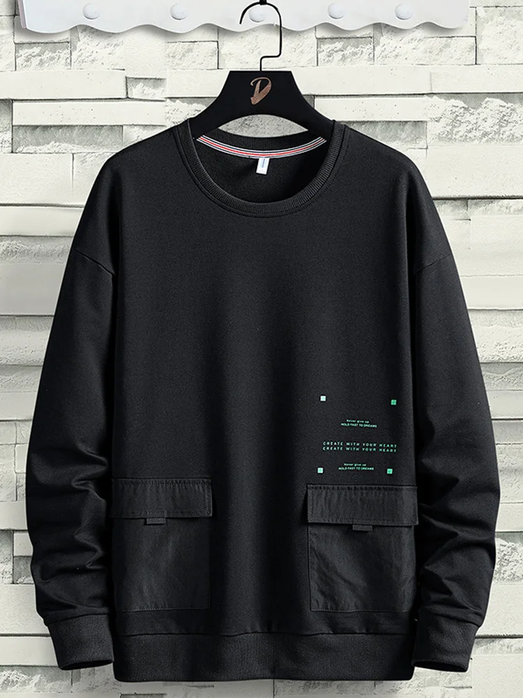 

2022 New Spring Oversized Big Pockets Sweatshirts Men Streetwear Long Sleeve Pullover Hoodie Cotton Tops Plus Size 6XL 7XL 8XL
