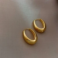 new classic copper alloy smooth metal hoop earrings for woman fashion korean jewelry temperament girls daily wear earrings