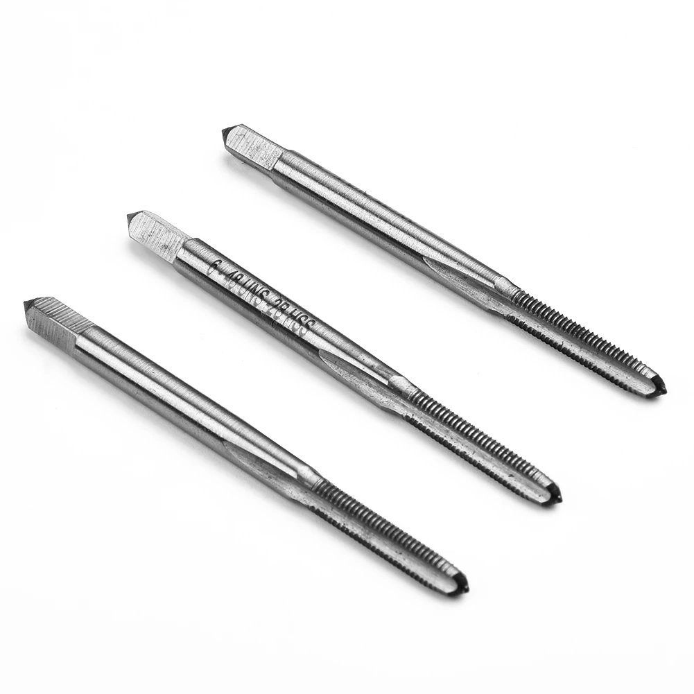 

3 Pcs Taps 6-48 UNS 3 Flute HSS Tap Kit High Speed Steel Taper Plug Bottom Cone Metalworking Tool Professional Hand Tools