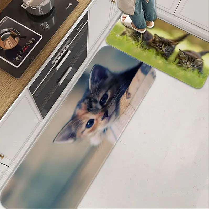 

Baby Cat Long Rugs Anti-slip Absorb Water Long Strip Cushion Bedroon Mat Hotel Decor Mat