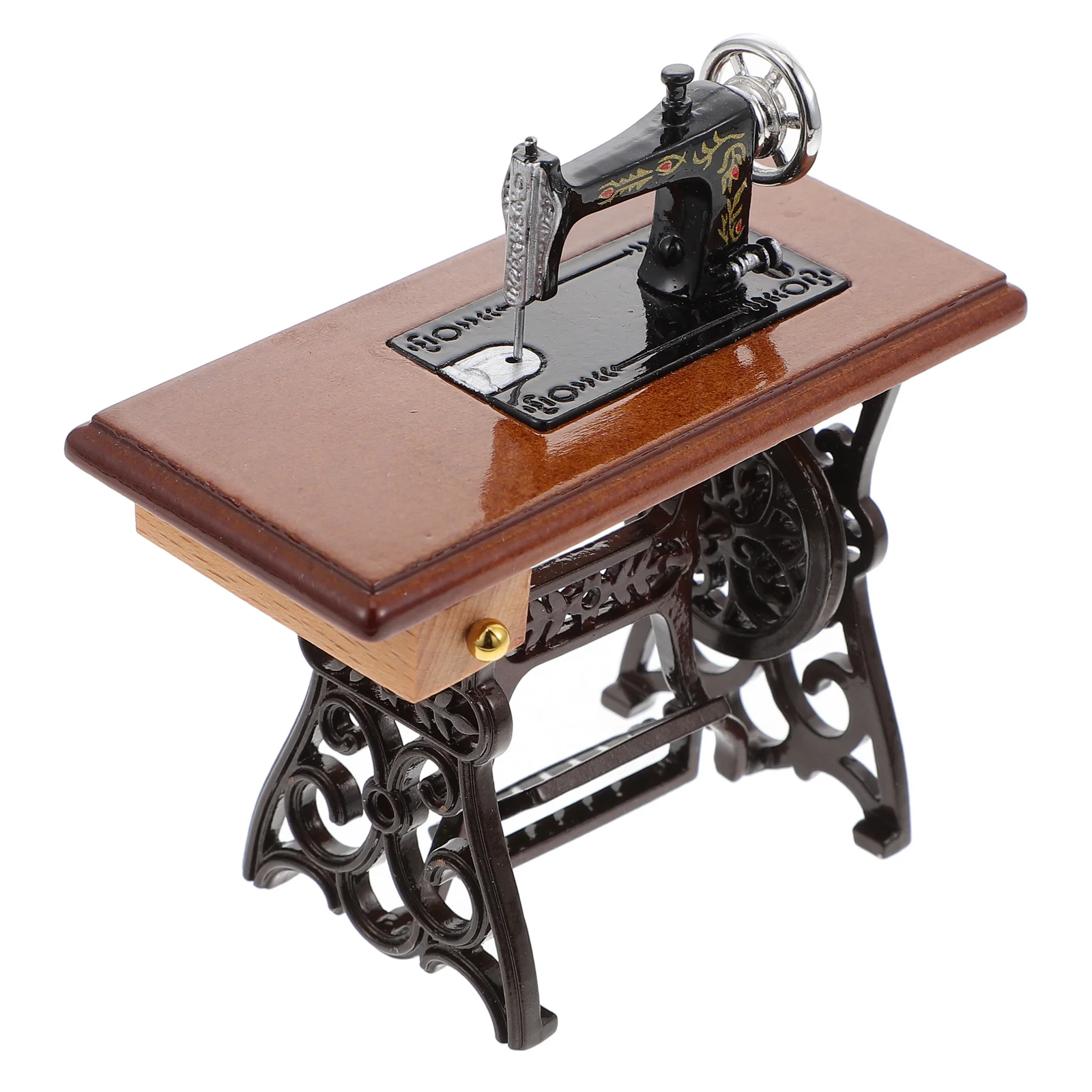 

Sewing Machine Miniature Mini Furniture Toy Vintage 12 Tailor Accessories House Scale Model Accessory Table Wooden Decoration